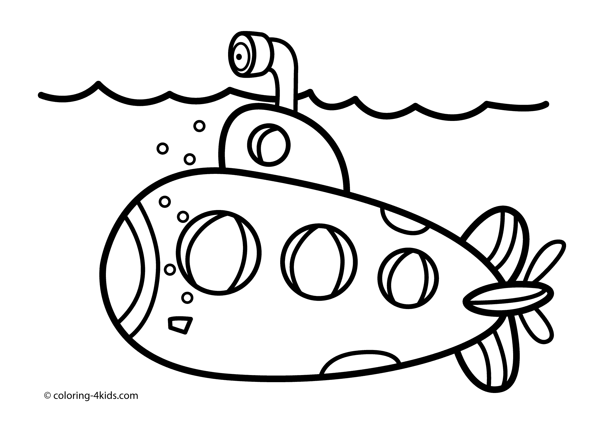 Coloriage d'un sous-marin explorant les profondeurs marines
