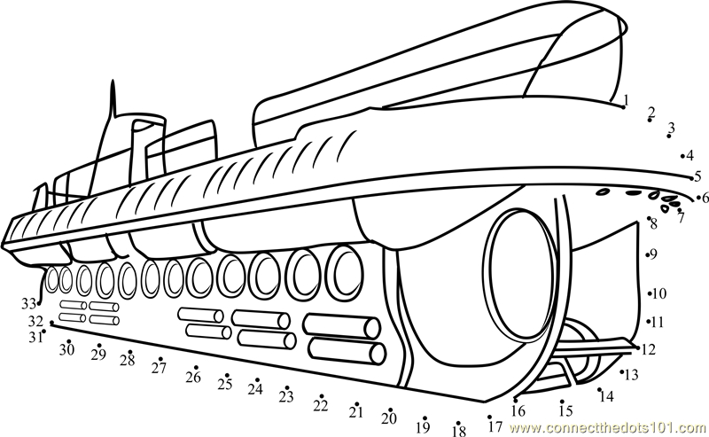 Coloriage d'un sous-marin évoluant dans l'océan