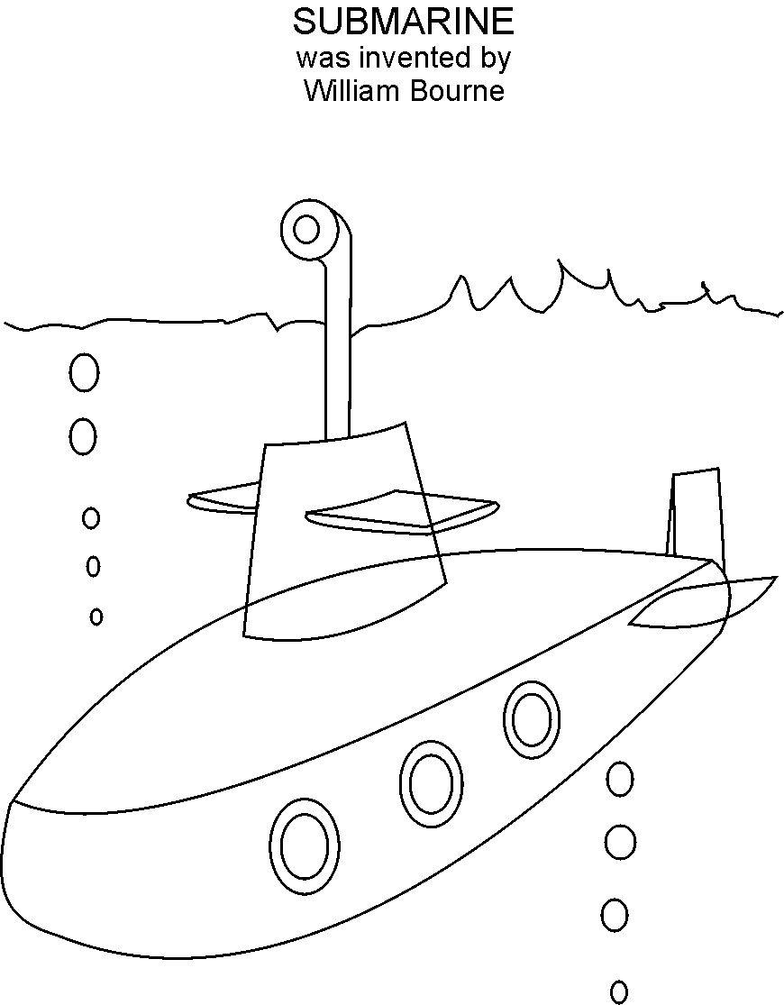 Coloriage d'un sous-marin évoluant parmi des poissons dans l'océan
