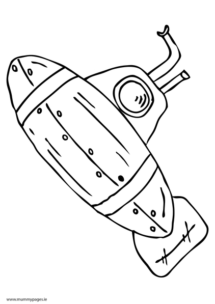 Coloriage d'un sous-marin évoluant dans un océan riche en détails