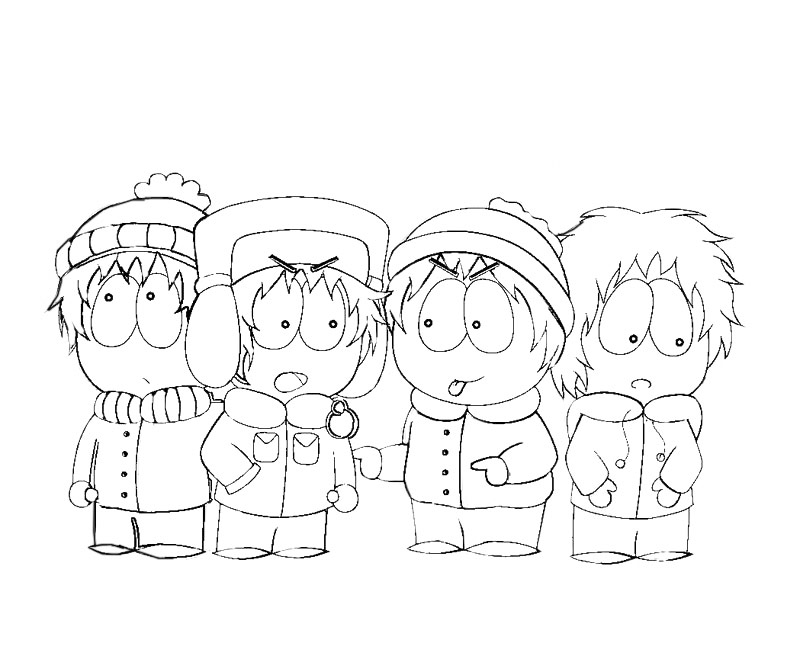 Personnages de South Park en pleine aventure dans un décor hivernal
