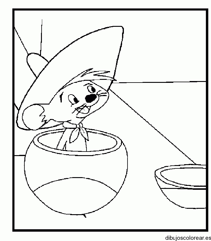 Speedy Gonzales courant joyeusement à travers un décor désertique
