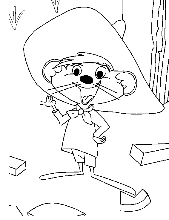 Speedy Gonzales en pleine course à travers le désert