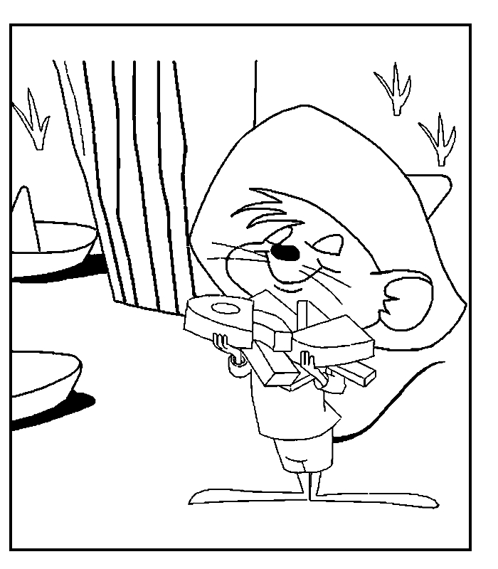 Speedy Gonzales courant joyeusement à travers le désert mexicain