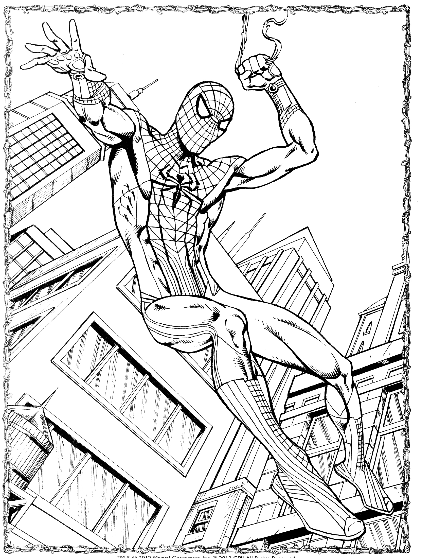Spiderman en pleine action sur le toit d'un immeuble