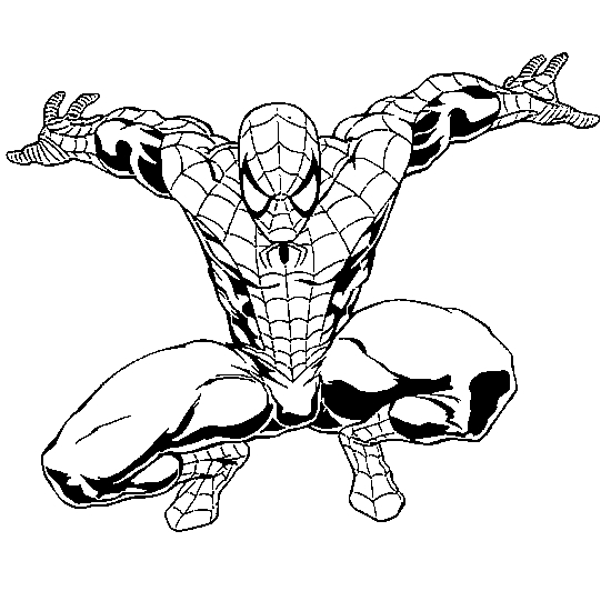 Spiderman en pleine action sur fond urbain