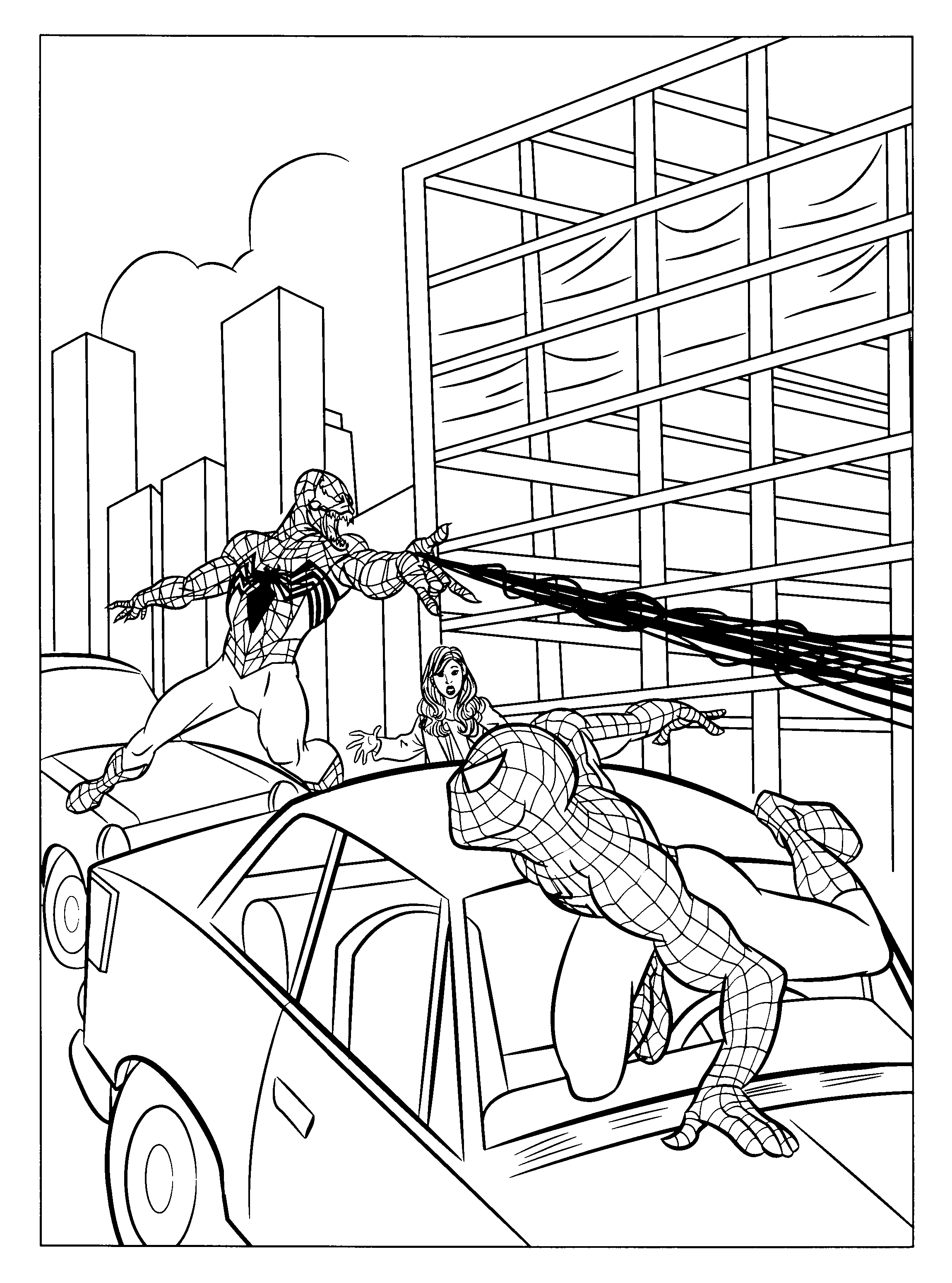 Spiderman en pleine action sur un bâtiment urbain
