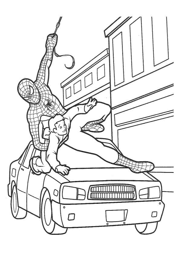 Spiderman en pleine action sur un fond urbain