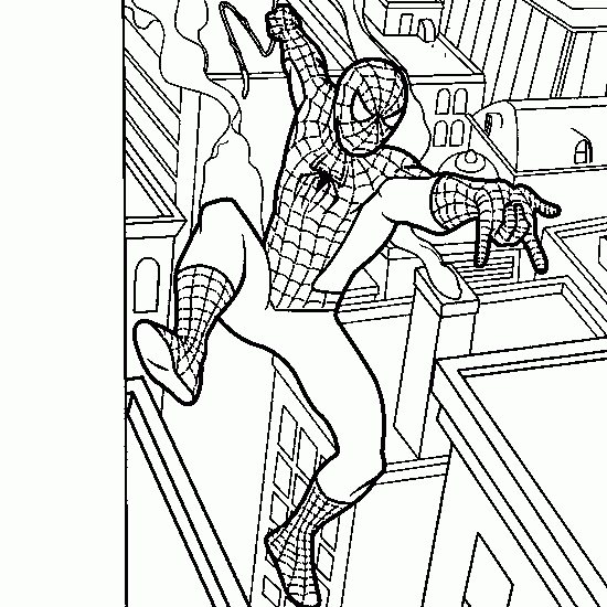 Spiderman en pleine action sur un fond urbain