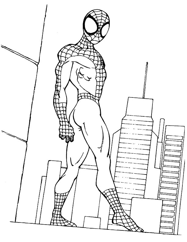 Spiderman en pleine action dans un décor urbain