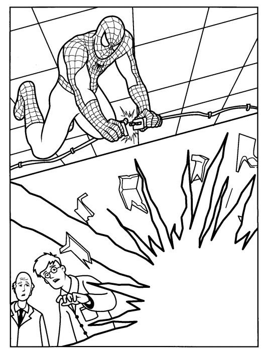 Spiderman en pleine action sur un fond urbain