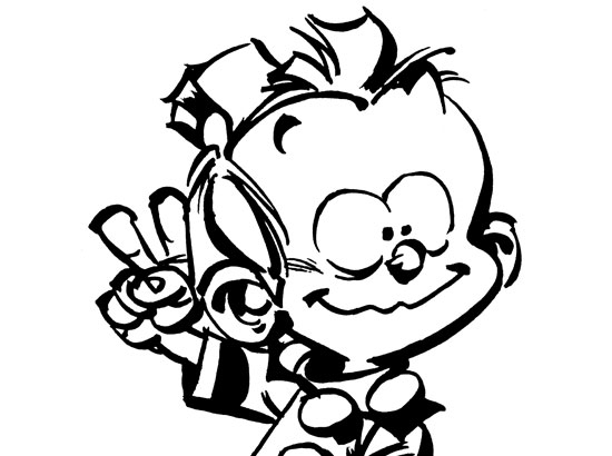 Spirou et son ami Fantasio dans une scène d'aventure