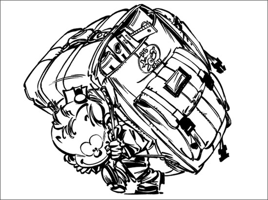 Spirou en pleine aventure dans un décor urbain animé