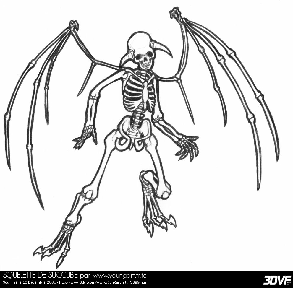 Coloriage d'un squelette dans une pose dynamique sur fond neutre