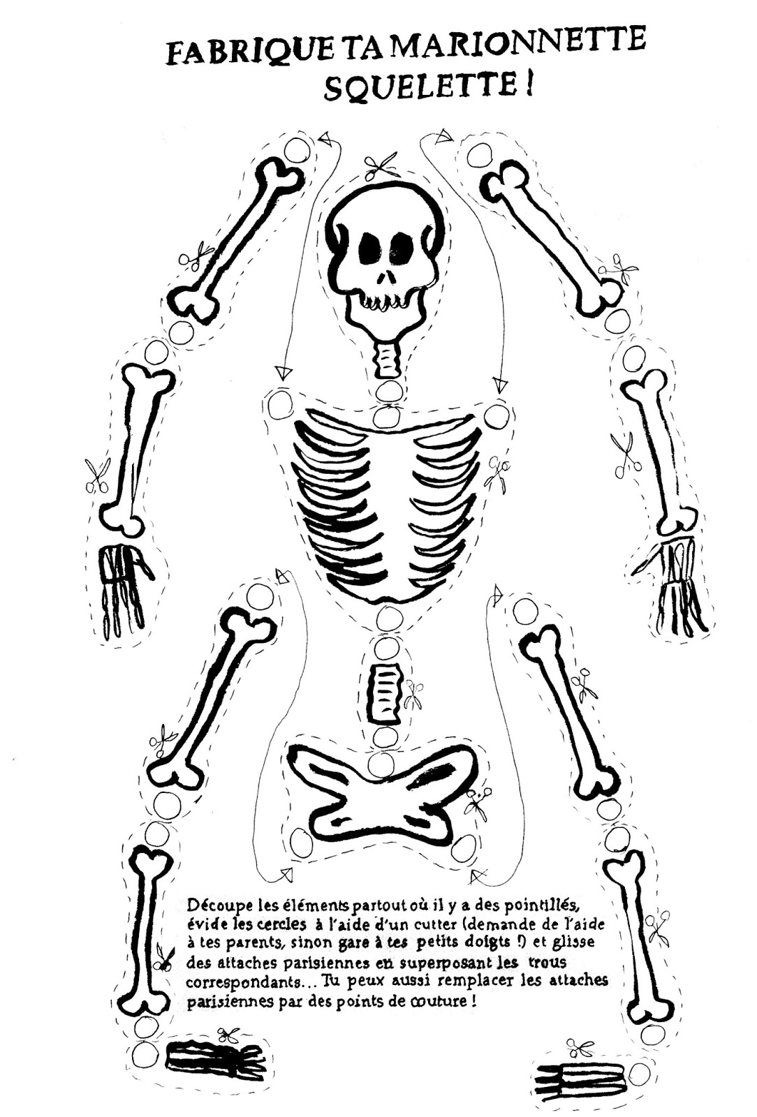 Coloriage d'un squelette dans une posture dynamique