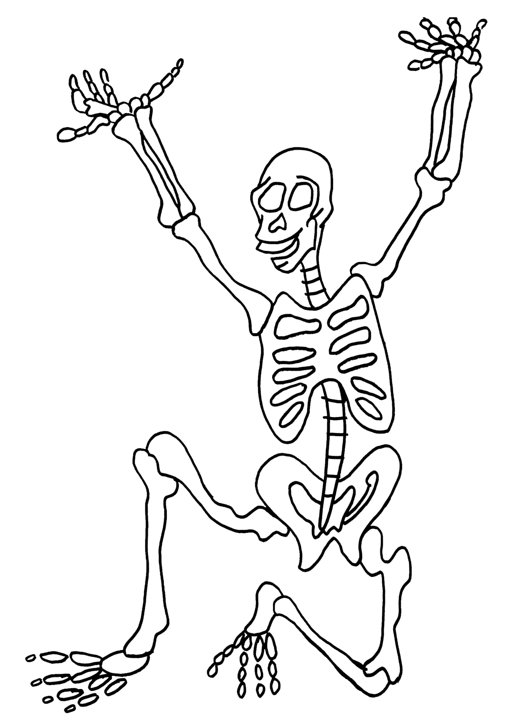 Coloriage d'un squelette dans une posture amusante Coloriage d'un squelette dans une posture amusante