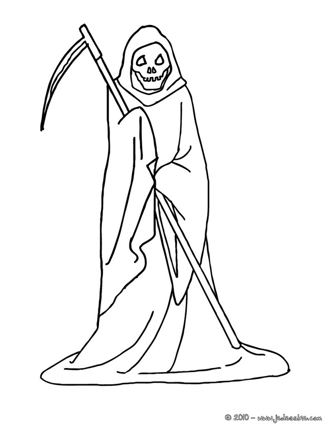 Coloriage d'un squelette dans une pose dynamique