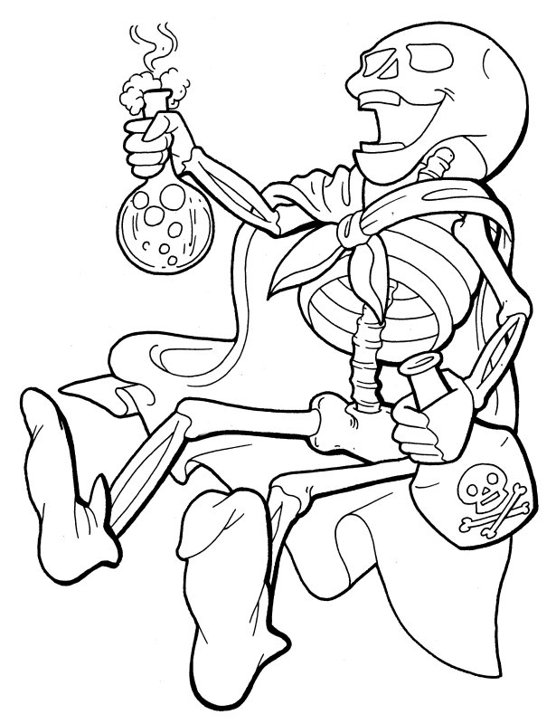 Coloriage d'un squelette dans une posture dynamique
