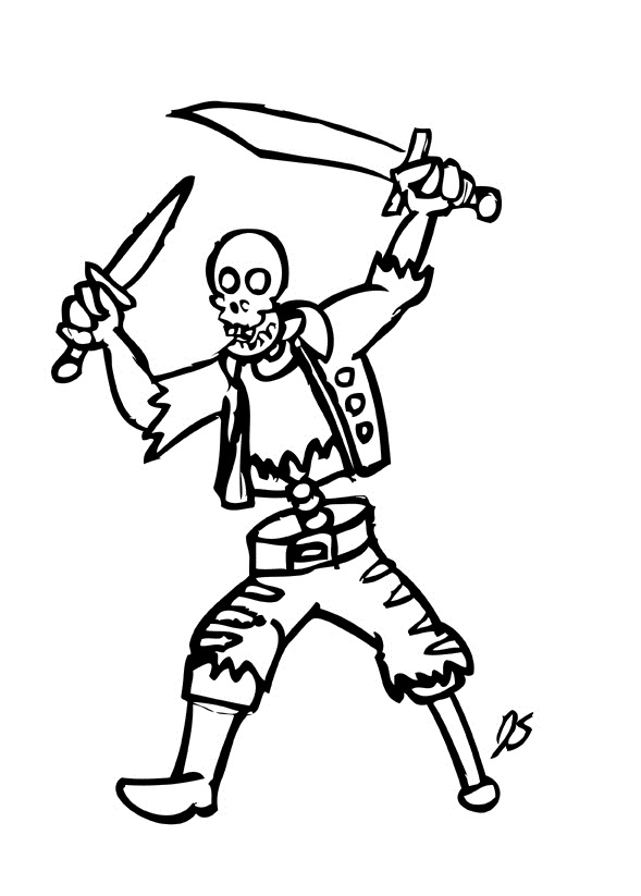 Coloriage d'un squelette dans une pose dynamique Coloriage d'un squelette dans une pose dynamique