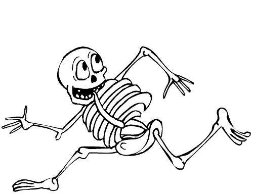 Coloriage d'un squelette dans une posture amusante
