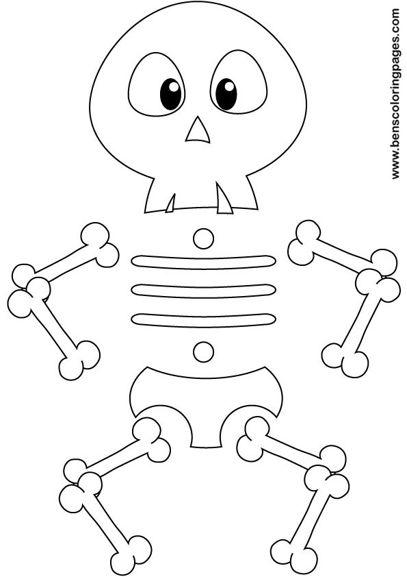 Coloriage d'un squelette dans une posture amusante