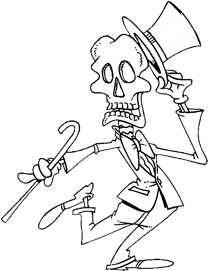 Coloriage d'un squelette dans une pose dynamique Coloriage d'un squelette dans une pose dynamique