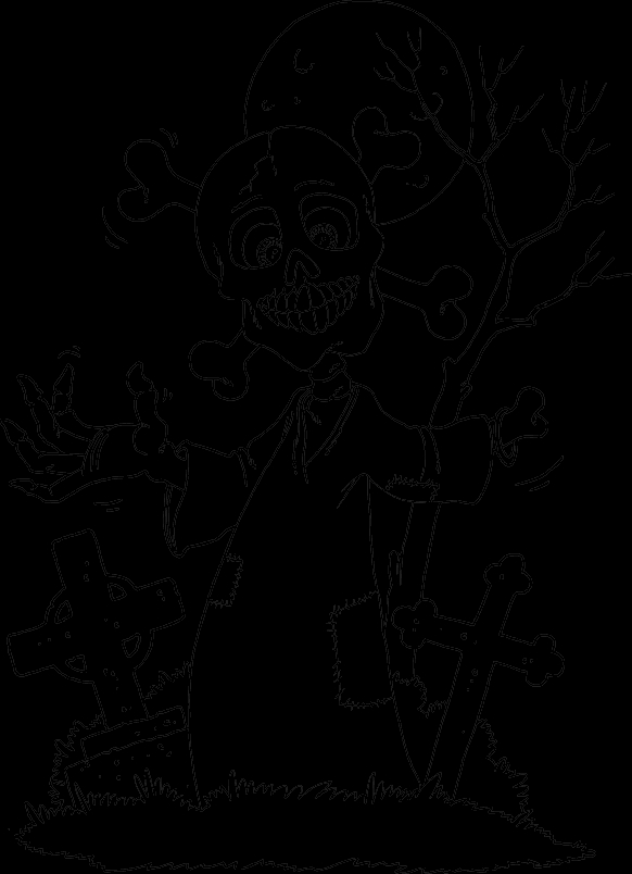 Coloriage d'un squelette dans une pose amusante