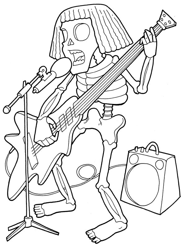 Coloriage d'un squelette dans une posture dynamique