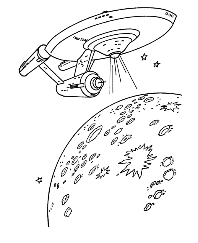 Coloriage de la scène emblématique de l'USS Enterprise en exploration spatiale