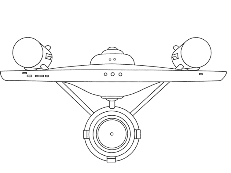 Coloriage de l'équipage de Star Trek dans un vaisseau spatial