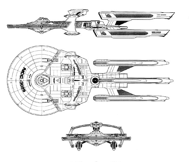 Scène emblématique de Star Trek avec vaisseau spatial et personnages