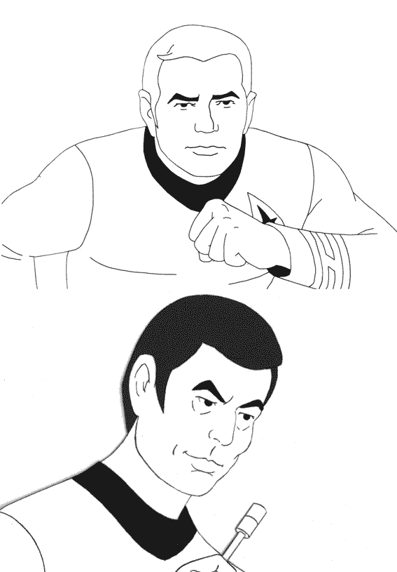 Coloriage de l'équipage de Star Trek en mission spatiale