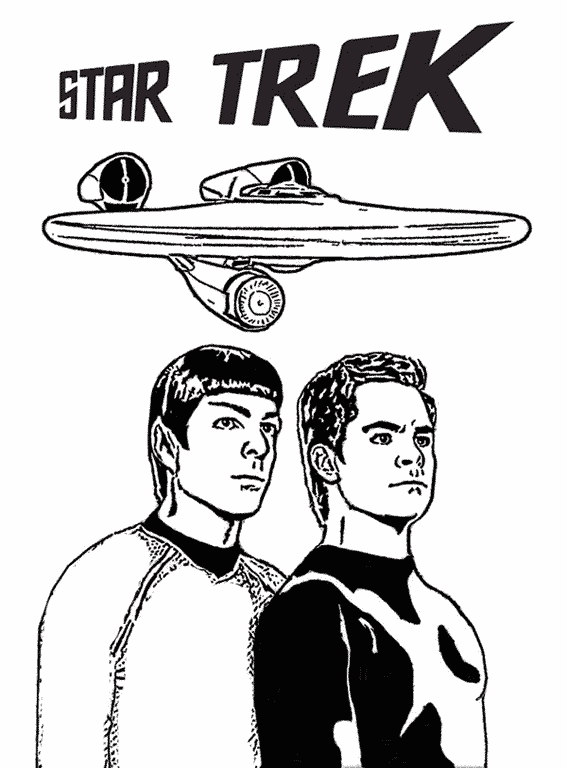 Coloriage de l'équipage de Star Trek en mission spatiale