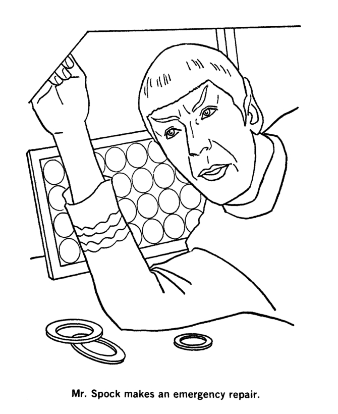 Coloriage représentant un vaisseau spatial de Star Trek en pleine exploration