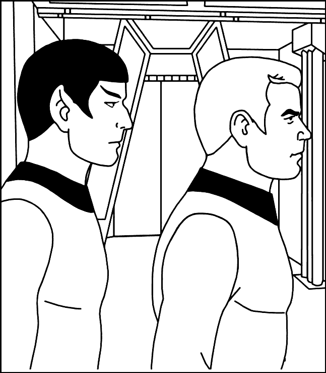 Scène de l'équipage de Star Trek en mission intergalactique