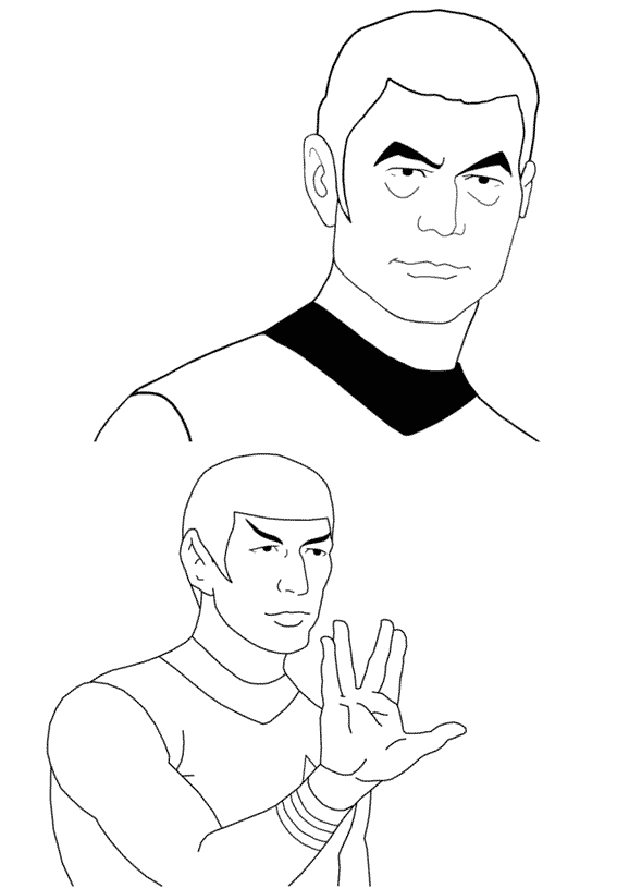 Coloriage d'une scène emblématique de Star Trek avec un vaisseau spatial et des planètes