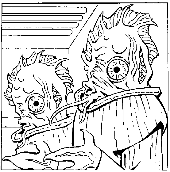 Coloriage de la scène emblématique de Star Trek avec vaisseau et personnages