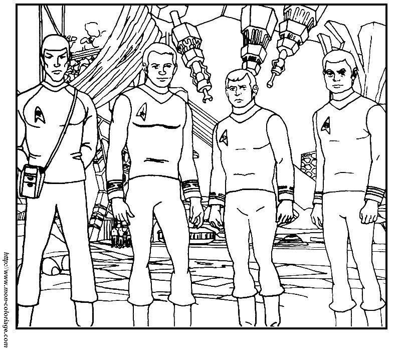 Coloriage de l'équipage de l'USS Enterprise en mission spatiale