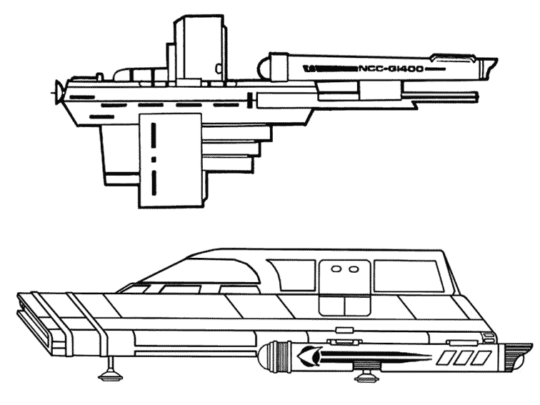 Scène emblématique de Star Trek avec vaisseau spatial et personnages