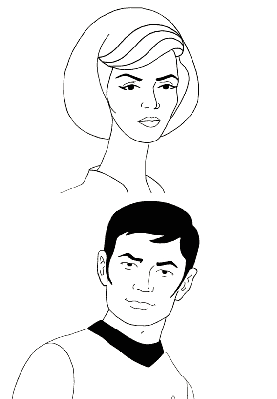 Coloriage de l'équipage de Star Trek en mission spatiale