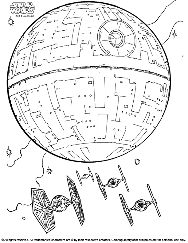 Coloriage de Darth Vader et un vaisseau spatial dans l'espace