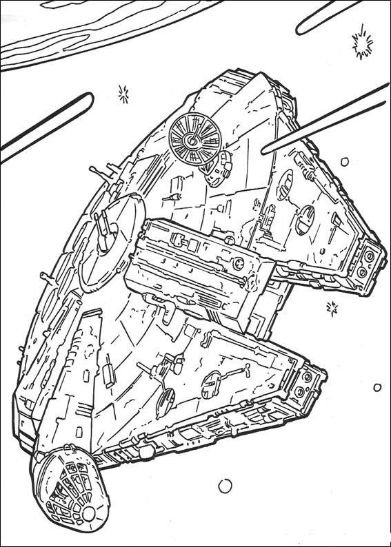 Scène de bataille spatiale avec vaisseaux et personnages de Star Wars