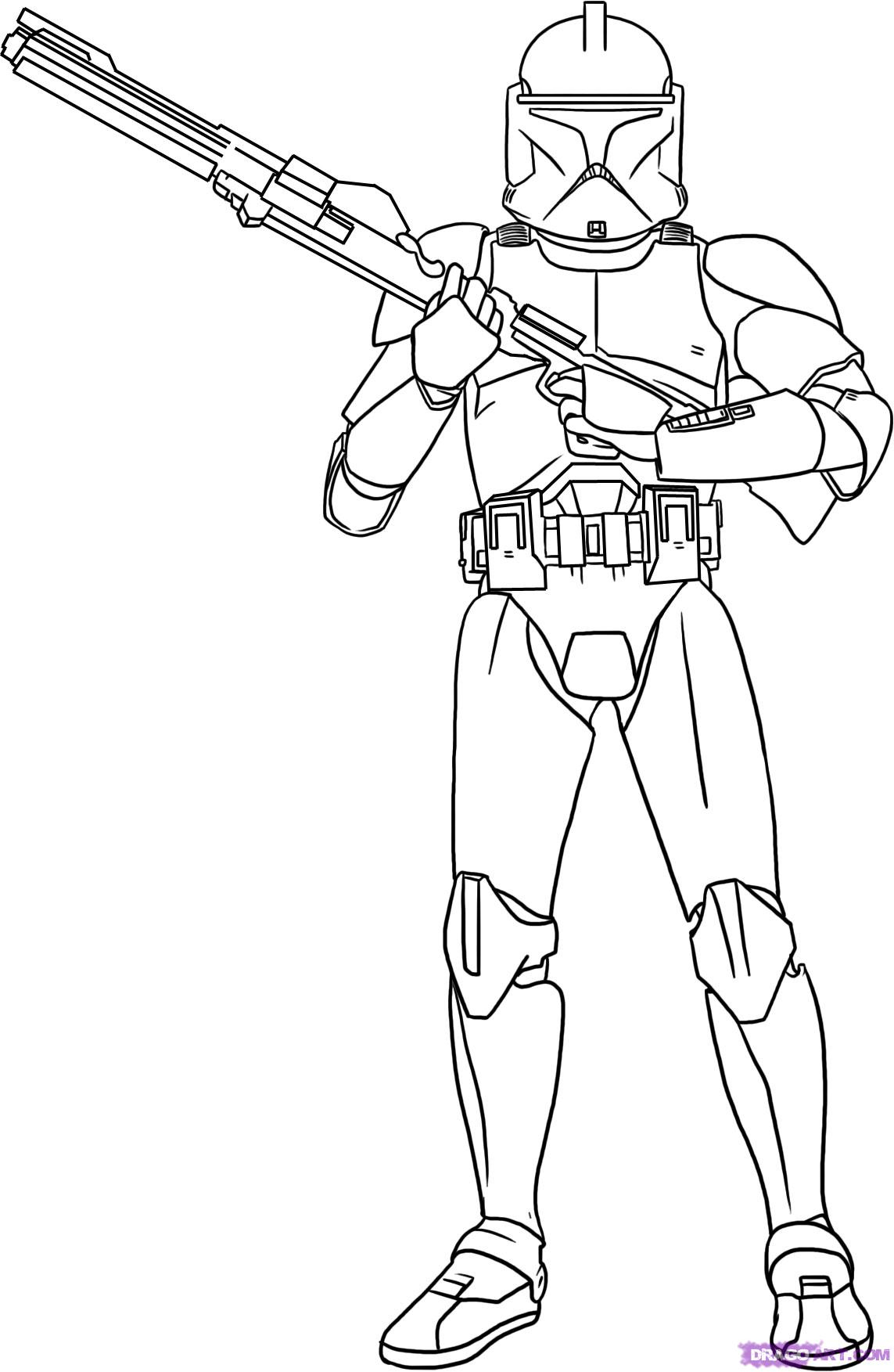 Coloriage de la bataille spatiale avec un vaisseau et des personnages emblématiques de Star Wars
