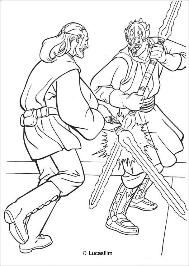 Coloriage de personnages emblématiques de Star Wars en pleine action