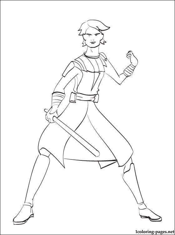 Coloriage d'un personnage emblématique de Star Wars en pleine action