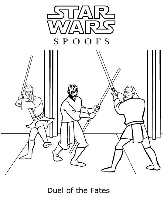 Coloriage de personnages emblématiques de Star Wars en pleine action