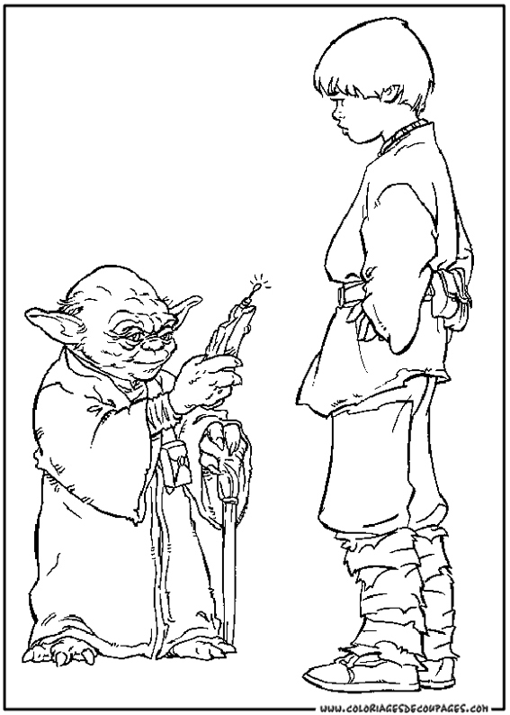Coloriage de Darth Vader et un vaisseau dans l'espace