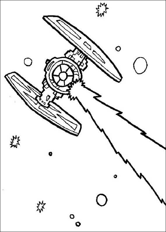 Coloriage de Darth Vader dans un vaisseau spatial avec des étoiles en arrière-plan