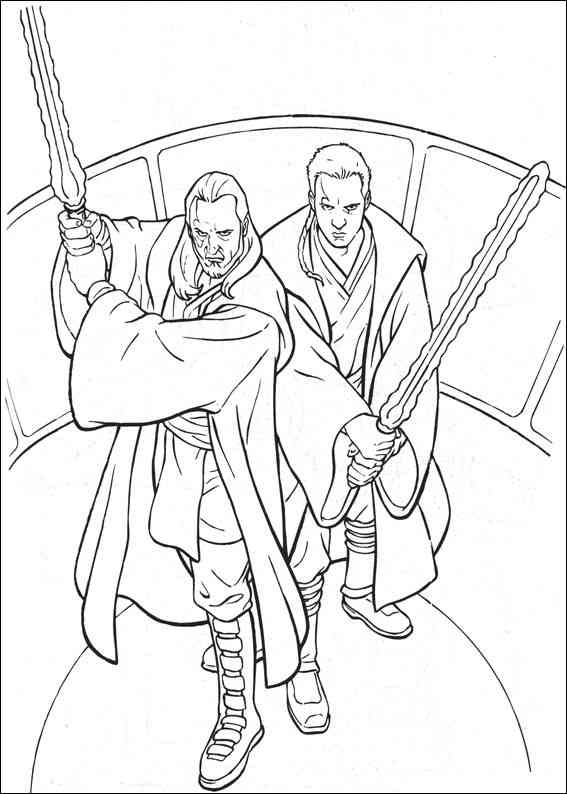 Coloriage de personnages emblématiques de Star Wars en pleine action