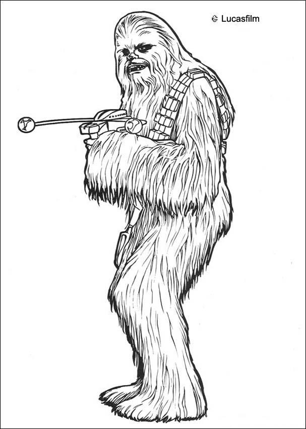 Coloriage de Darth Vader avec son sabre laser dans l'espace